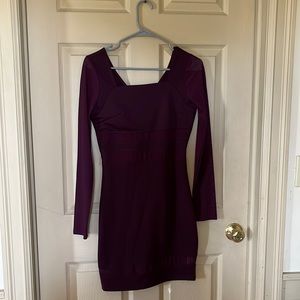 Dark purple dress with gold accents